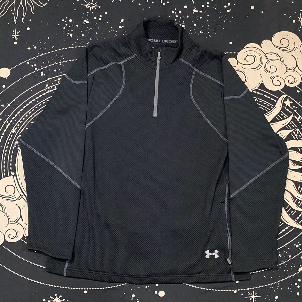 Under Armour Golf Shirt Men's XL Blue Polyester Loose Quarter Zip Performance